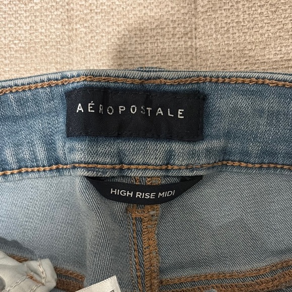 Aeropostale Women's Blue High Waisted Distressed Denim Shorts - Picture 2 of 9
